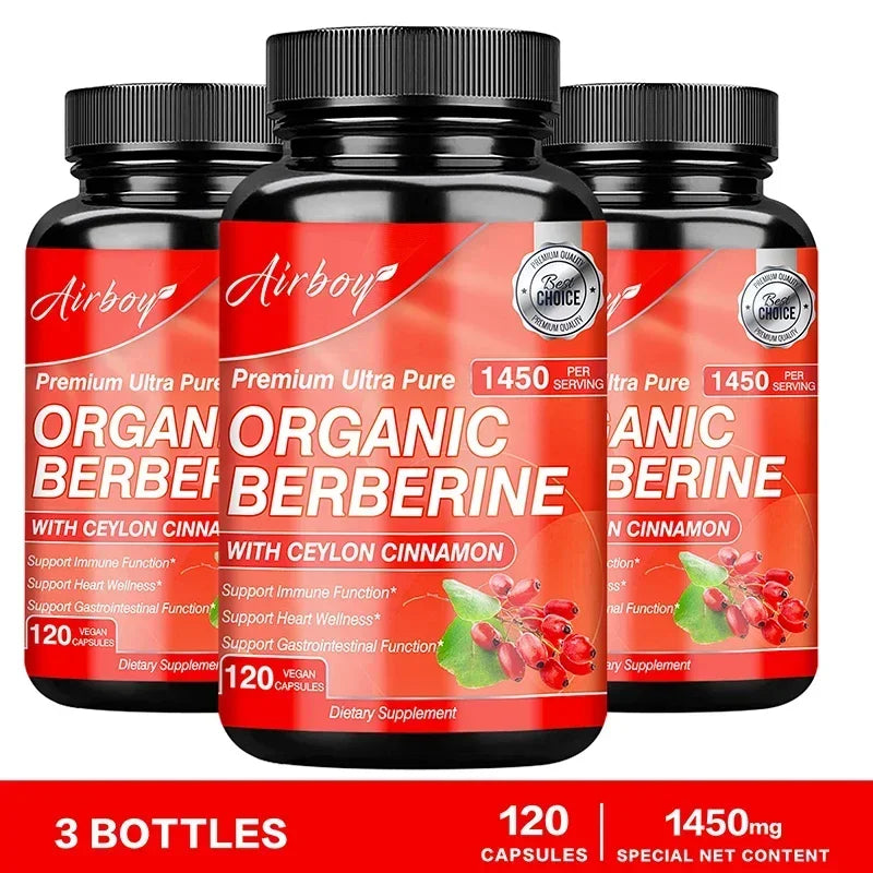 Berberine Capsules - with Ceylon Cinnamon - Blood Sugar Balance, Cardiovascular Health, Aid Digestion, Promote MetabolismSupplem