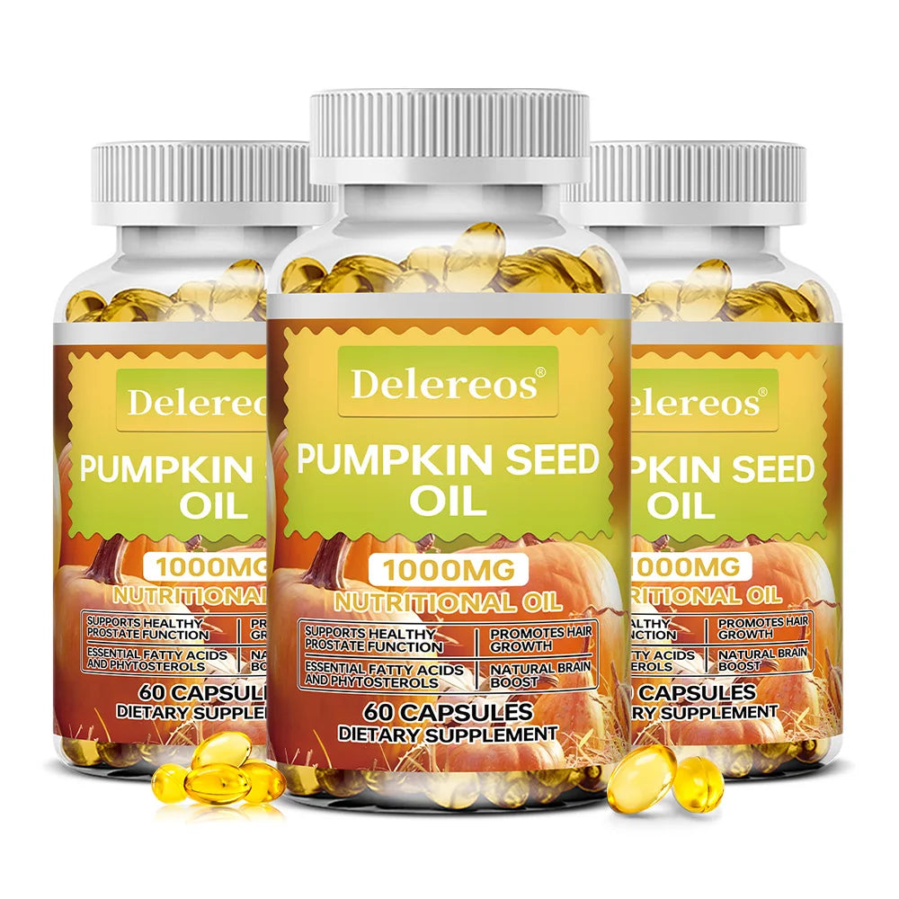 Pumpkin Seed Oil Capsules 1000mg, Supports Prostate, Urinary, Bladder & Hair Health for Men, Cardiovascular Health, Non-GMO