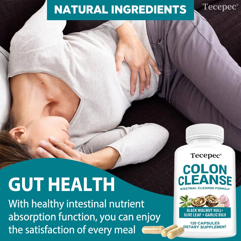 Colon Cleansing Capsules - Digestive & Gut Health Support,  Flatulence, Constipation & Bloating Relief - with Psyllium Husk