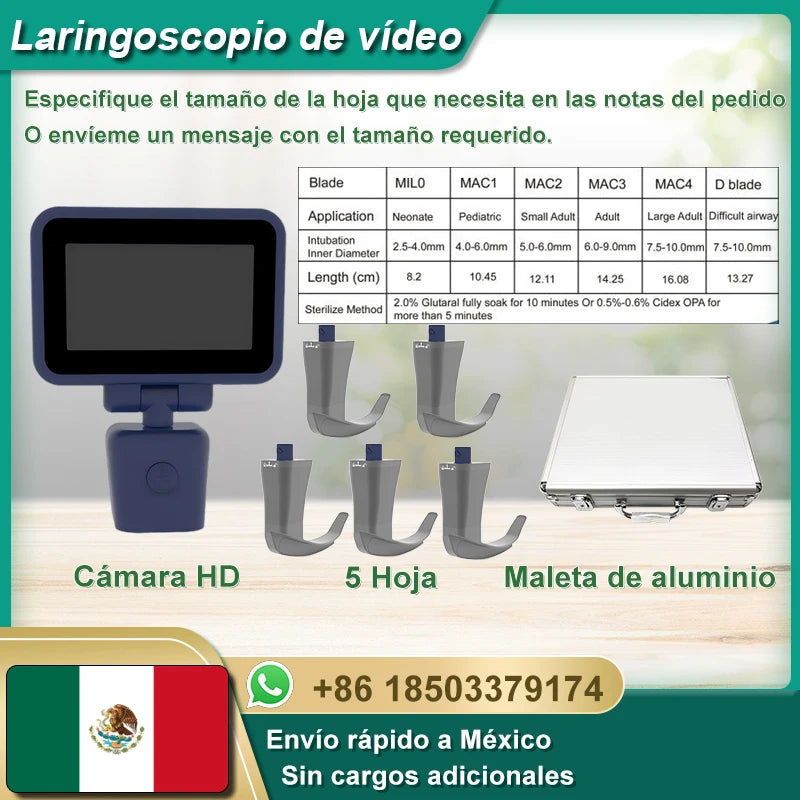 Core-Ray HD Touch Screen Anesthesia Video Laryngoscope With Six Blade Options