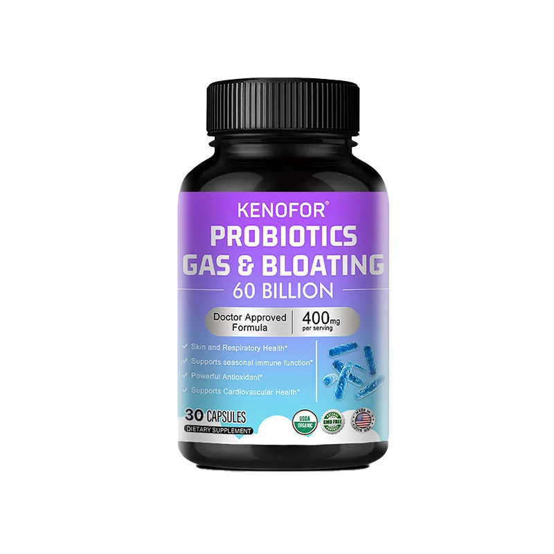 60 Billion CFU Multi-Strain Probiotic Capsules - Prebiotics + Digestive Enzymes, Gut Health & Immune Support, 30/60/120 Counts