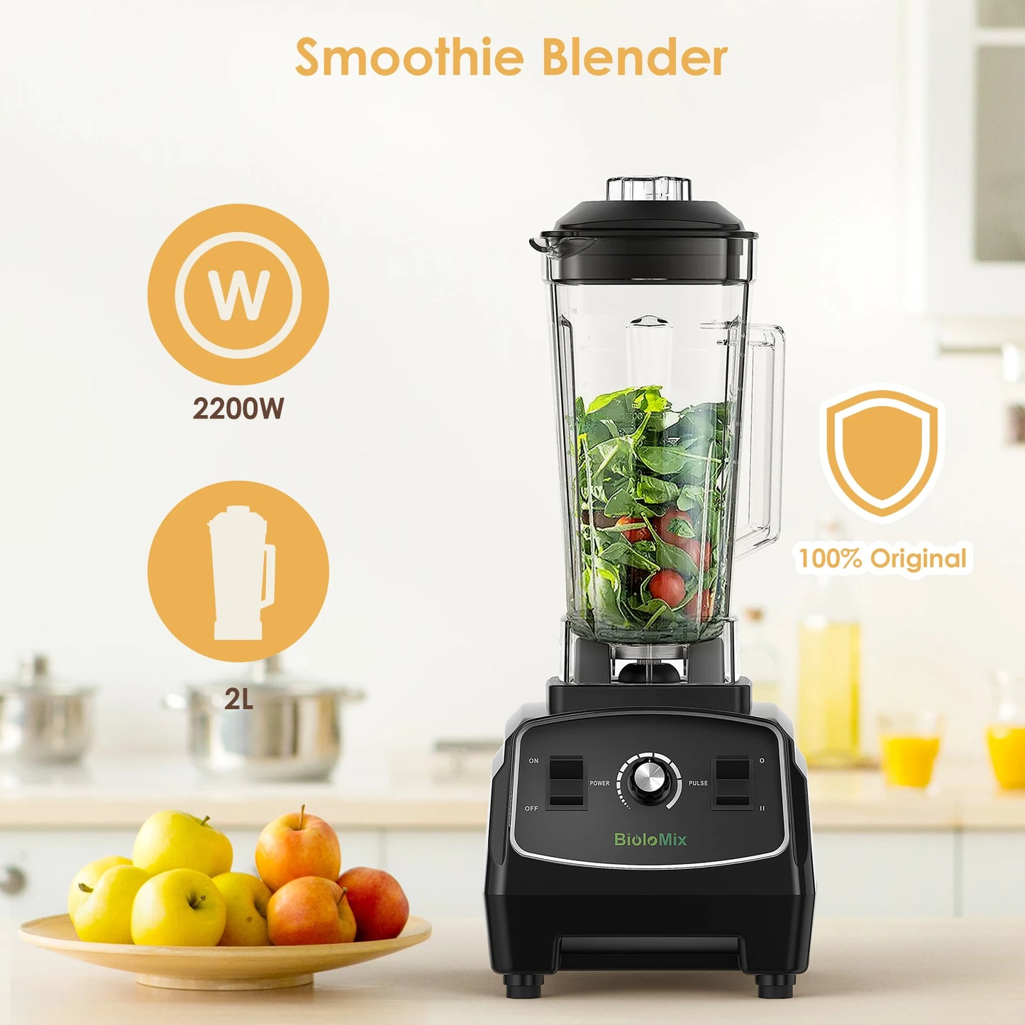 Biolomix BPA Free 2200W Heavy Duty Blender Mixer Juicer Food Processor