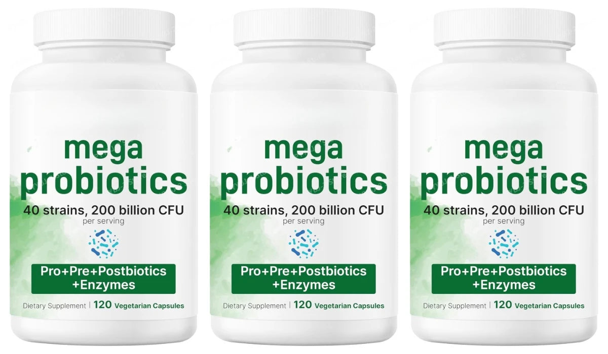 Probiotics Capsules 200 Billion CFU 40 Strains Prebiotics Digestive Enzymes Gut Health Supplement 120 Veg Capsules Men Women