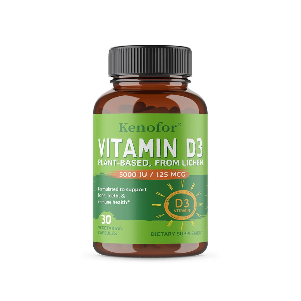 High-concentration Capsules with 5000 IU of Vitamin D3 To Boost Immunity, Bone and Heart Health, Strengthen Bones, Non-GMO