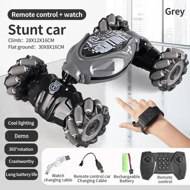 4WD 1:16 Stunt RC Car with LED Light GestureInfrared Induction Twist Climbing Radio Controlled Car Childrens Day Toy for Boy