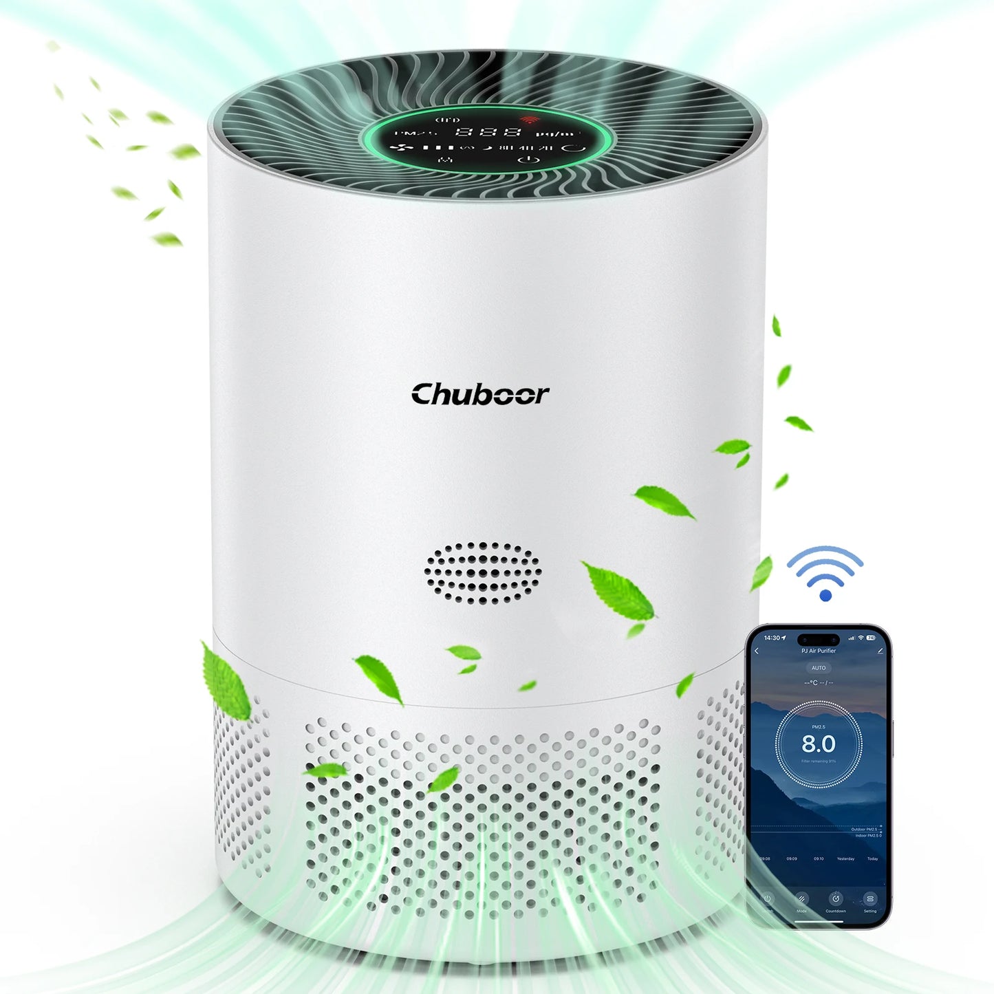 Chuboor H13 True HEPA Air Purifier For Home Odors Pollen