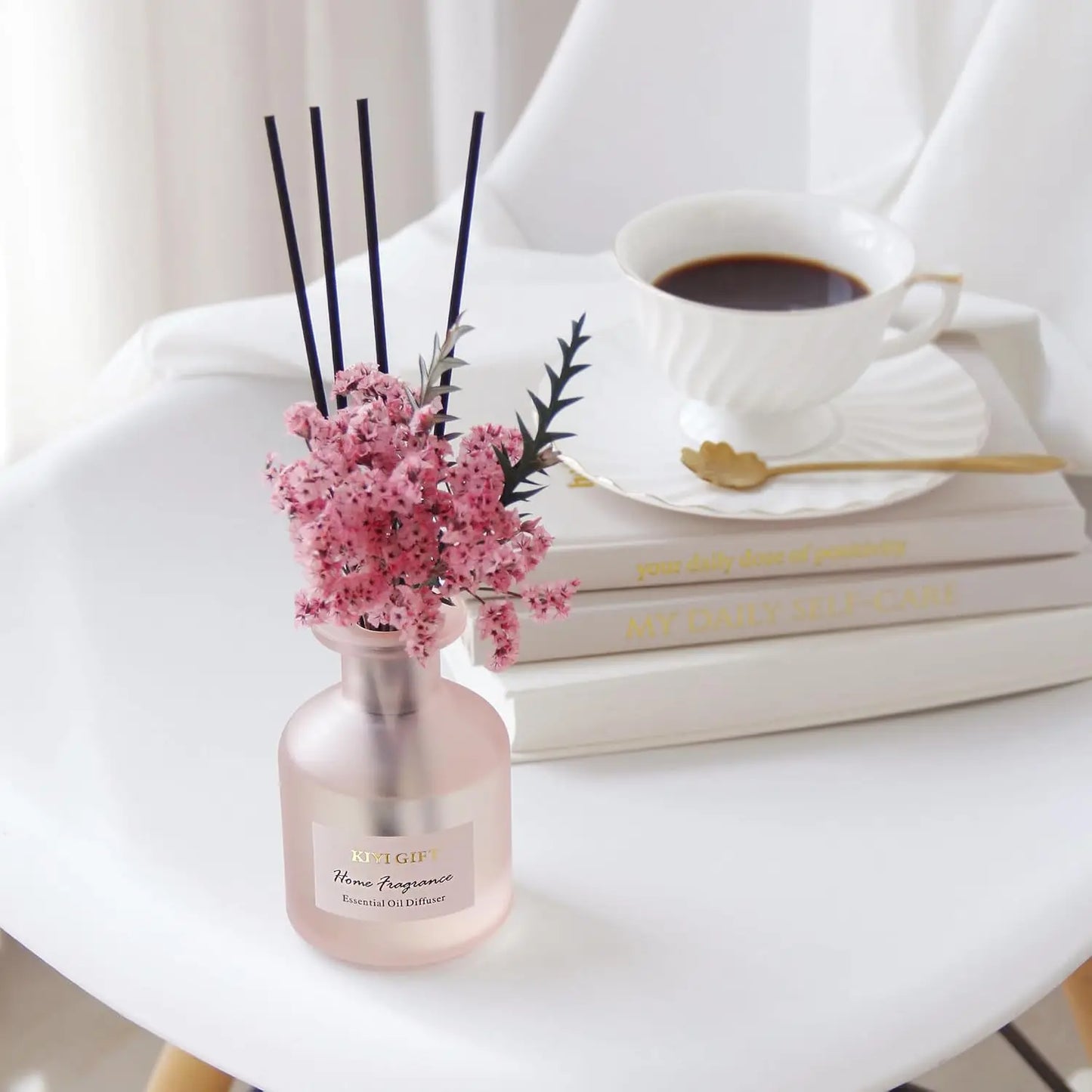 Reed Diffuser Set With Sticks Grapefruit Jasmine Rose Scent Bathroom