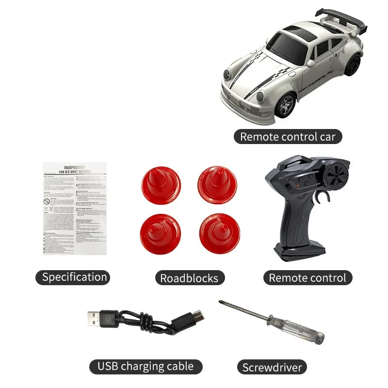 TEMIKIDS 1/64 2.4G High Speed Drift Rc Car 4WD Remote Control Car Four Wheel Drive Radio Controlled Mini RTR Racing Model Boy To