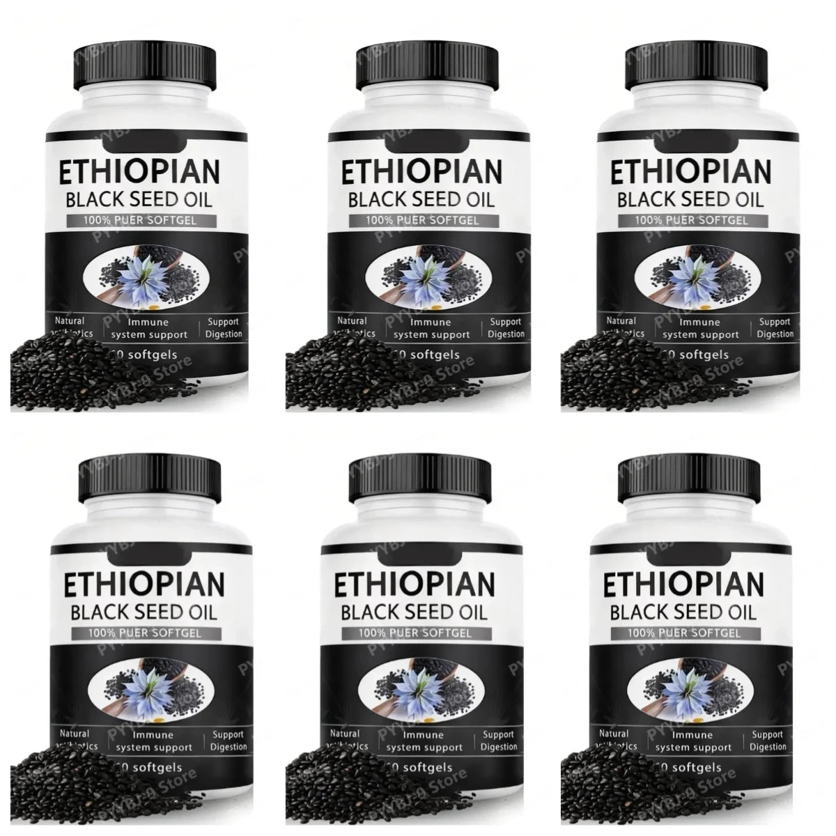Ethiopian Black Seed Oil Softgels 60 Count 100% Natural Gluten Free Non GMO Antioxidant Immune Digestive Daily Health Supplement