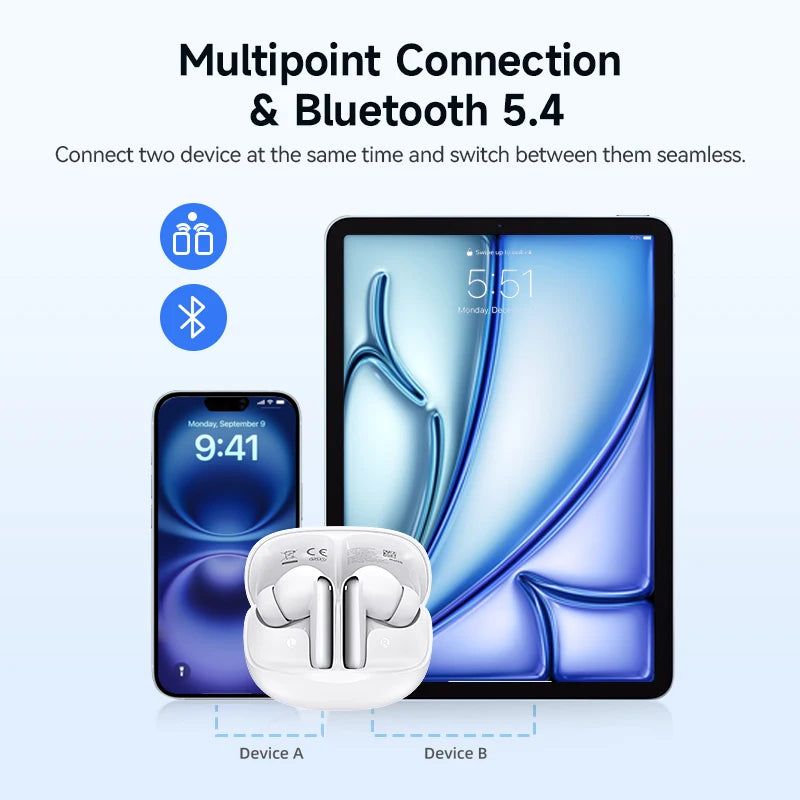 QCY Melobuds N50 ANC Bluetooth Earphones With Multipoint And 6 Mics