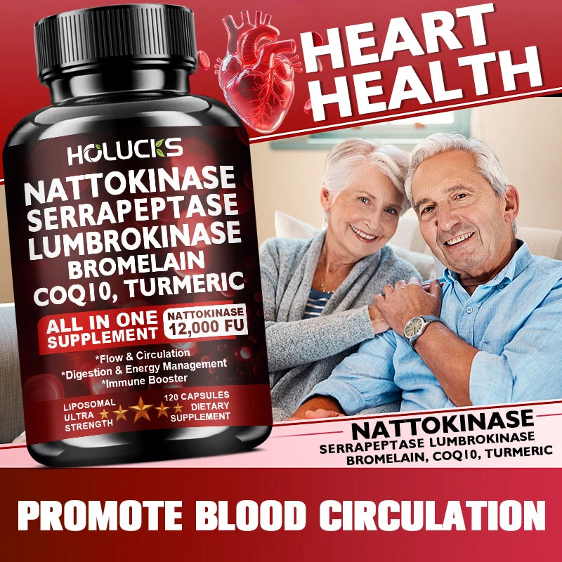 Nattokinase Supplement, with COQ10, for Cardiovascular & Circulatory, Support Heart Health, Vegan & Gluten Free