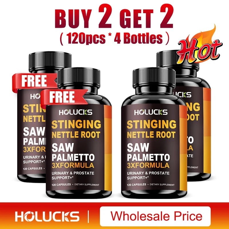 Stinging Nettle Root & Saw Palmetto Capsules, Help Promote Prostate Health, Hair Growth, Urinary Tract Support, Premium Formula