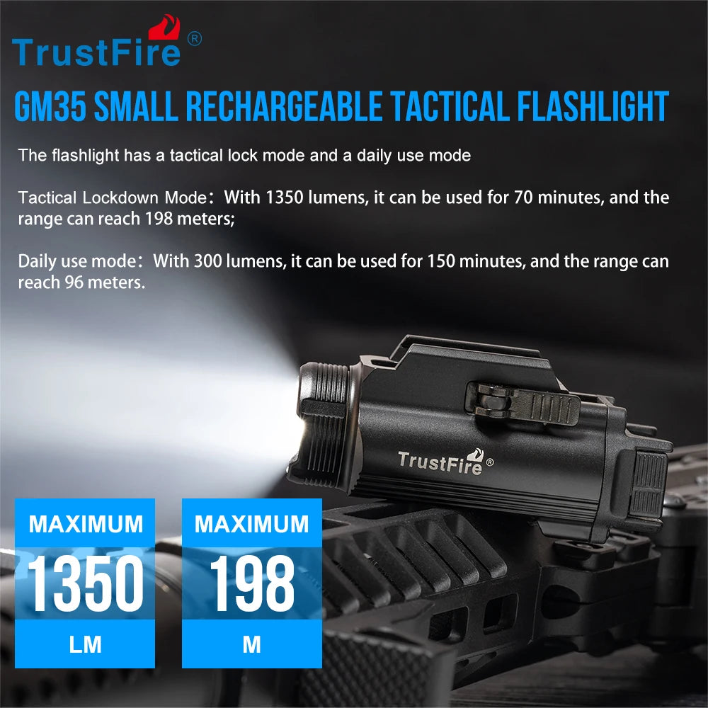 TrustFire GM35 Tactical LED Flashlight for Handgun Rail 1350 Lumens