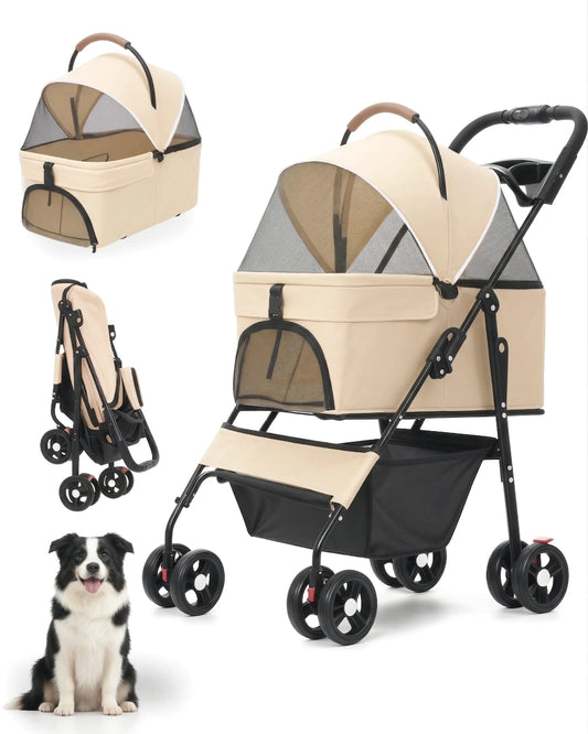 Cabusatly 2-In-1 Pet Stroller Foldable Carrier For Cats And Dogs