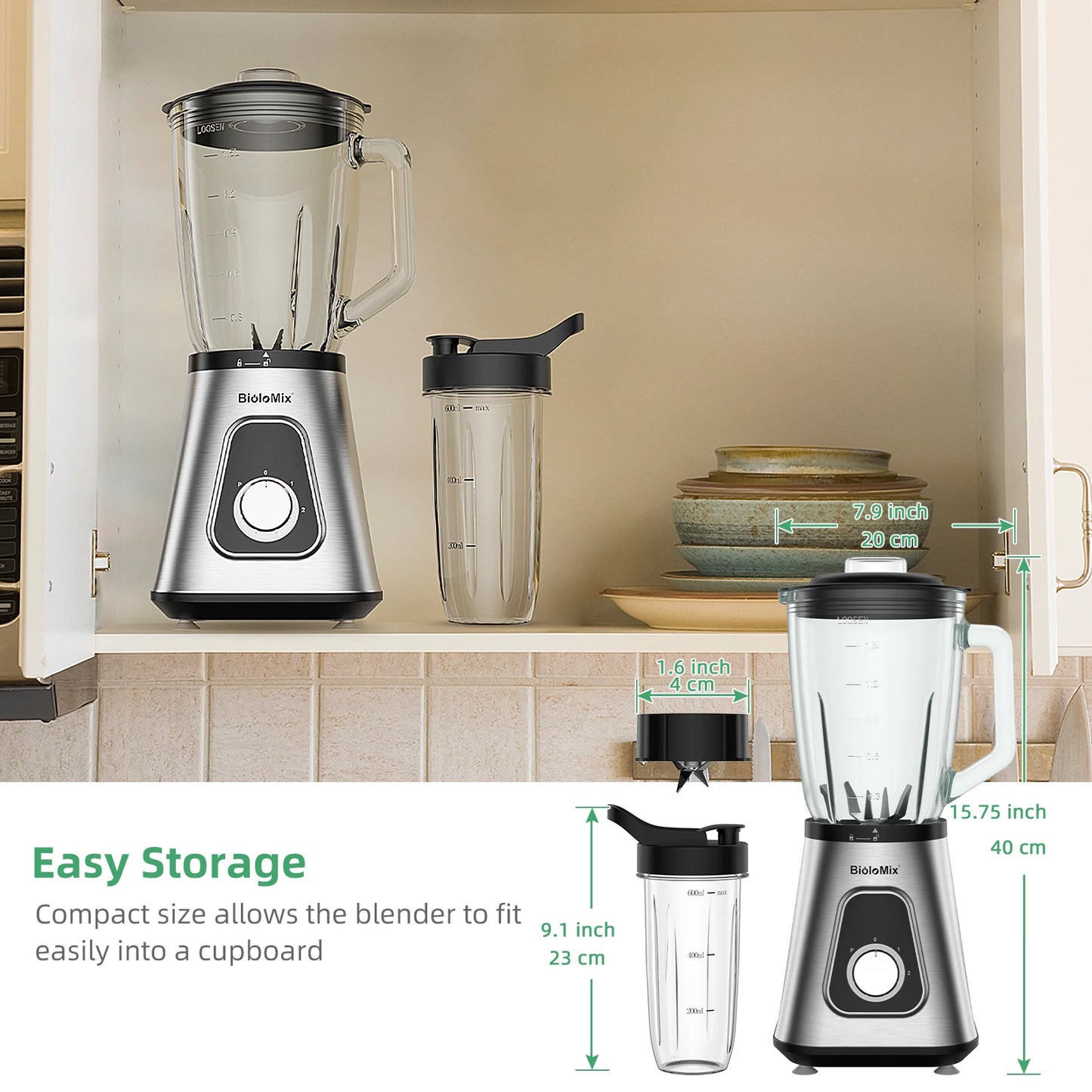 Biolomix 1300W Blender For Smoothies Frozen Drinks And Sauces