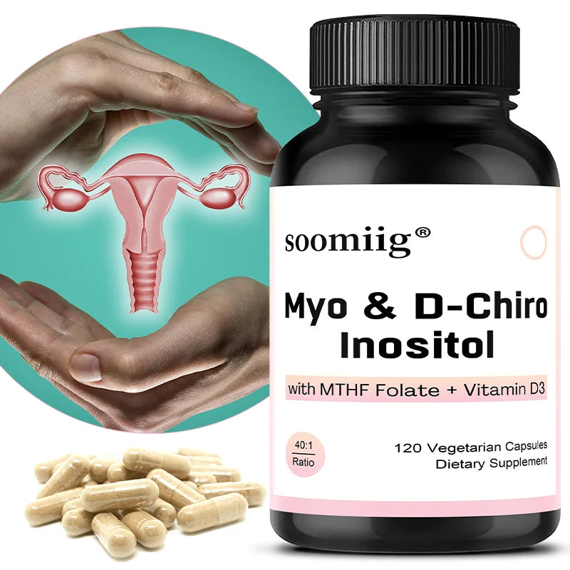 Myo-Inositol + D-Chiro-Inositol Organic Spearmint Capsules, Women's Health Support, Help Maintain Mood Balance, Immune System