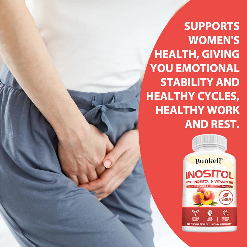 Inositol 1000mg Capsules - Fat Metabolism, Liver Health, Ovarian, Immune System Support, Skin Balance & Hair Growth Supplement