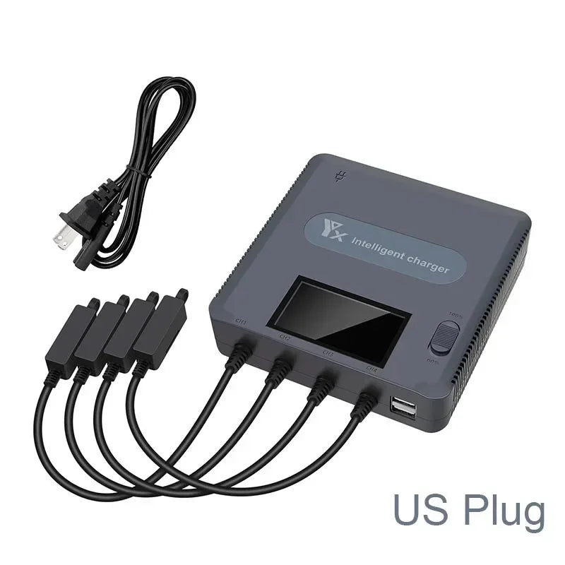6-in-1 Digital Display Battery Charger for DJI Mavic Air 2/2S Drone Battery Charging Hub, Fast Smart Battery Charger with USB