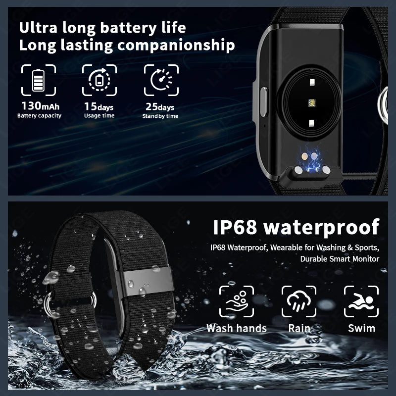 LIGE Smart Bracelet Waterproof Smartband Clock Running Pedometer Sports Health Monitor Smartwatch Vibration Alarm Message Alert