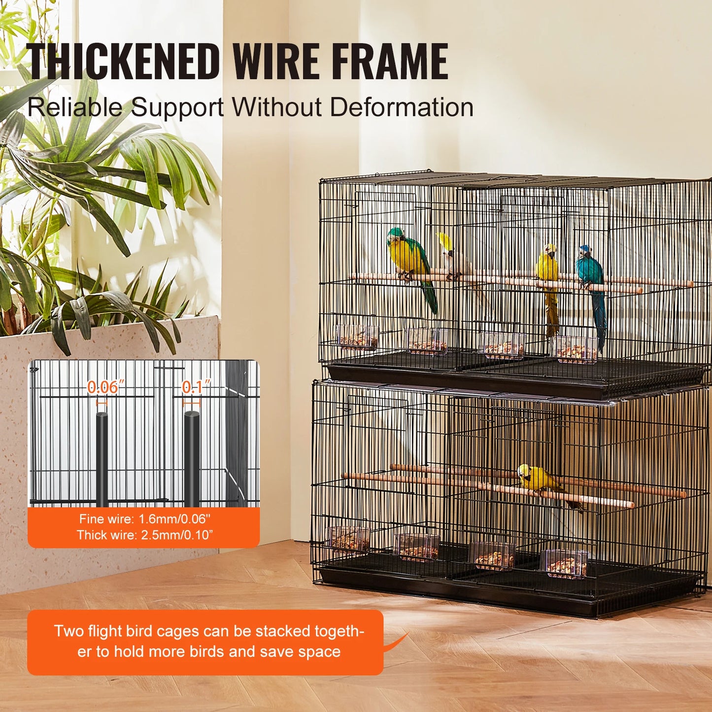 Small Bird Cage With Divider And Handle For Travel