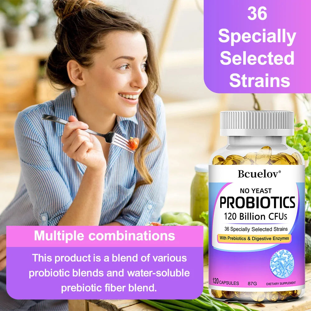 Probiotics 120 Billion CFU with Prebiotics & Digestive Enzymes, Supports Digestion, Gut Flora, Bloating Relief & Immune Health