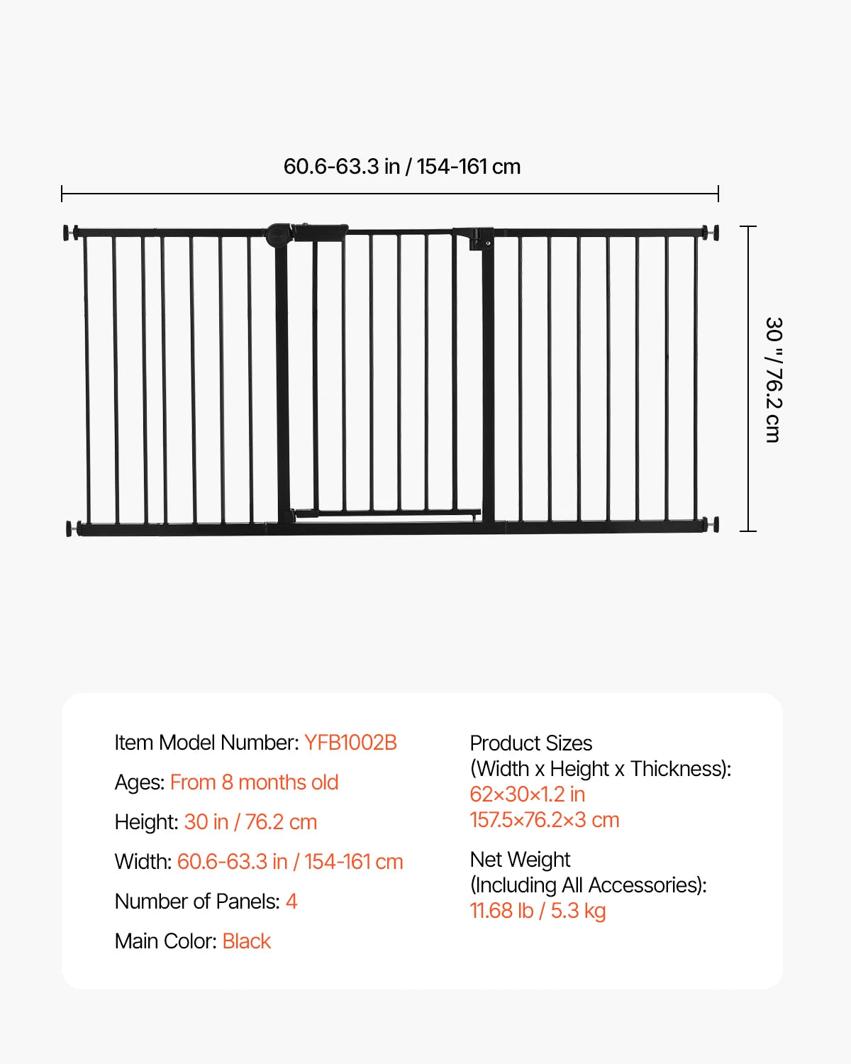 SucceBuy Baby Gate Walk-Through Pressure Mount for Pets and Kids