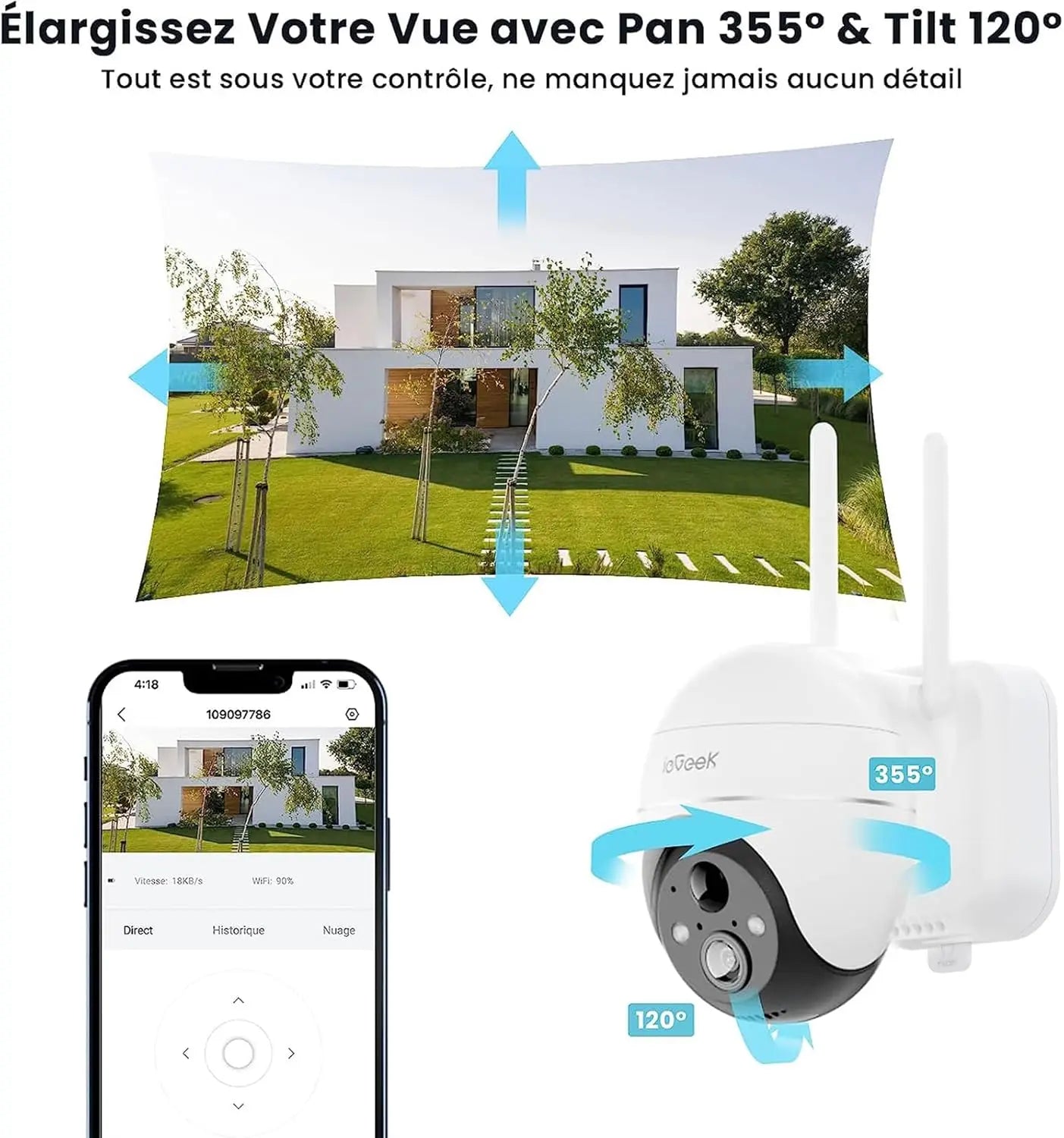 IEGEEK 5MP Wireless Outdoor WiFi Surveillance Camera Solar 360 Degree
