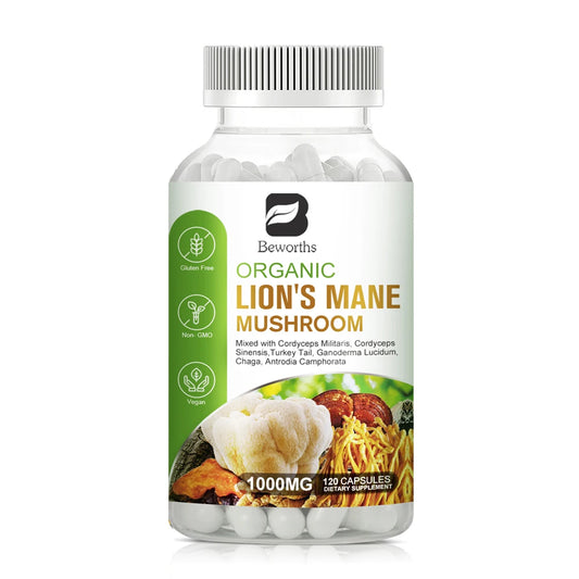 Beworths Lion's Mane Cordyceps Sinensis Mushroom Capsule For Memory Cognition