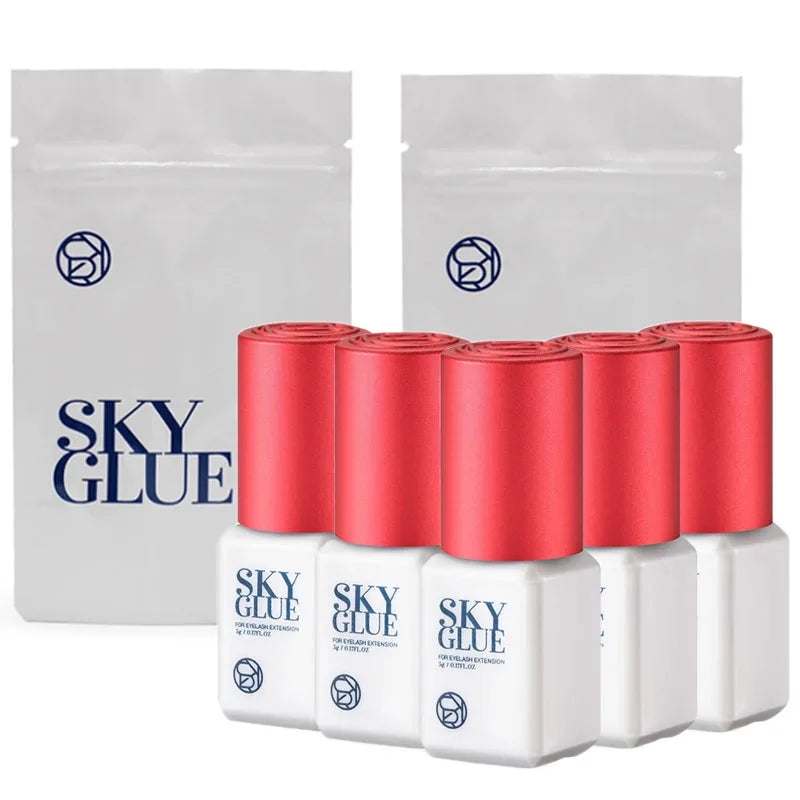 10 Bottles SKY Glue False Eyelashes Extension Supplies Korea 5ml Black Red Blue Cap Beauty Health Makeup Tools Adhesive Supplies