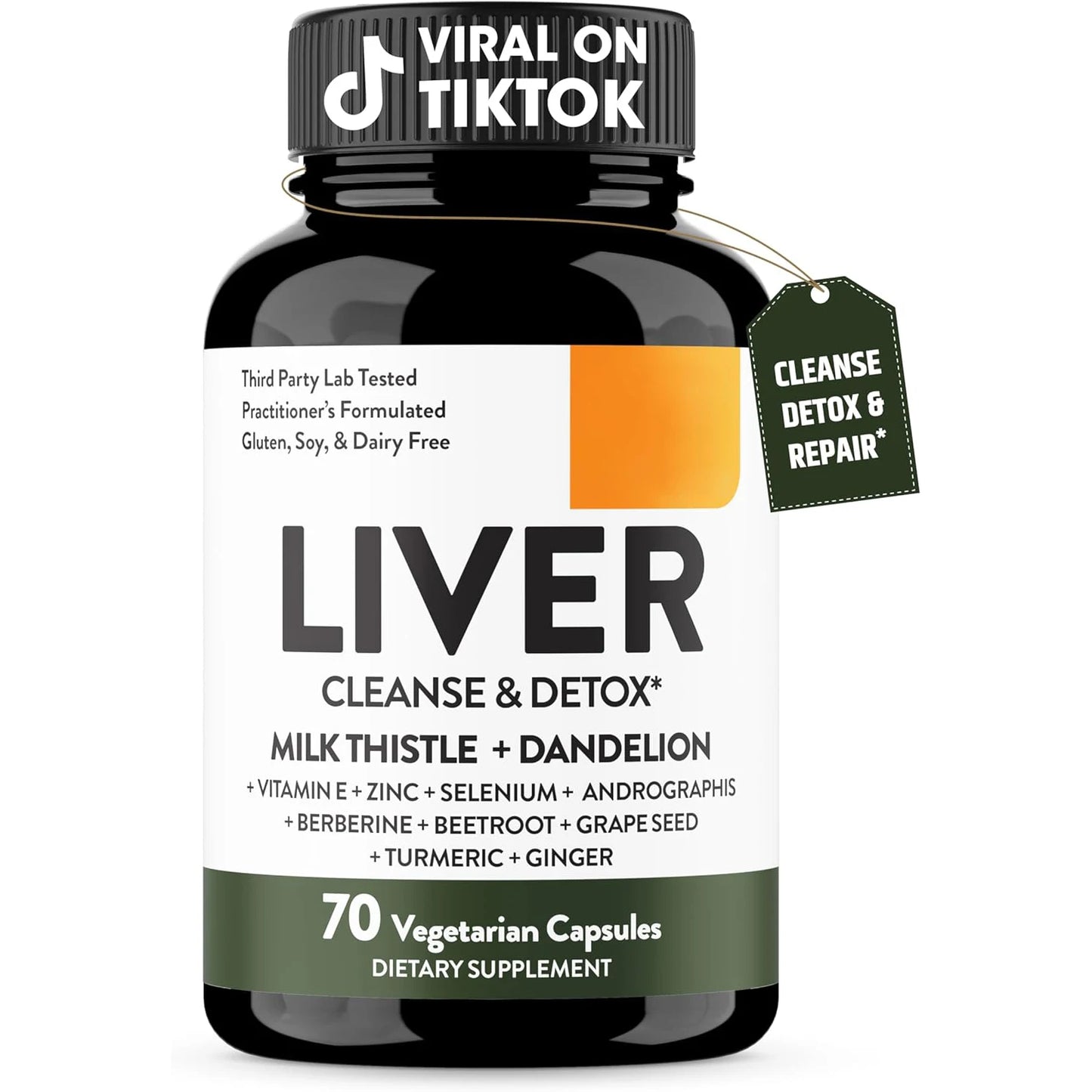 Liver Cleanse Detox & Repair Support 70 Veg Capsules Supplement for Liver Digestive Health and Renew, for Men & Women Smoker