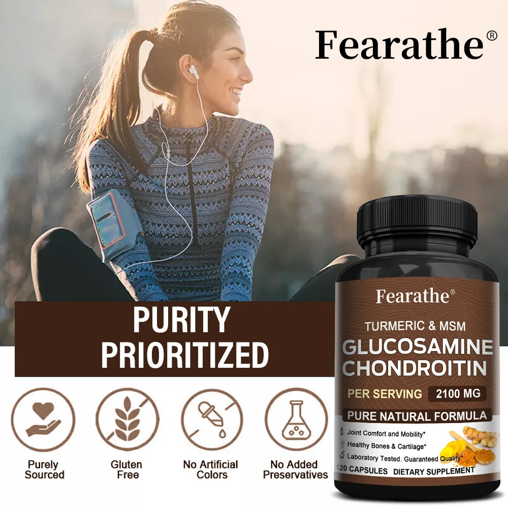 Glucosamine Chondroitin MSM Capsules 2100mg, Support Joint Mobility, Cartilage Flexibility Health, Back & Knee Comfort