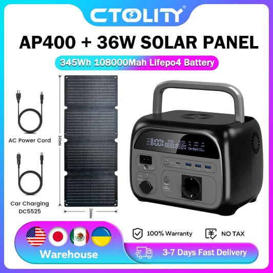 CTOLITY AP400 Camping Power Station 500W Portable Solar Generator Lifepo4