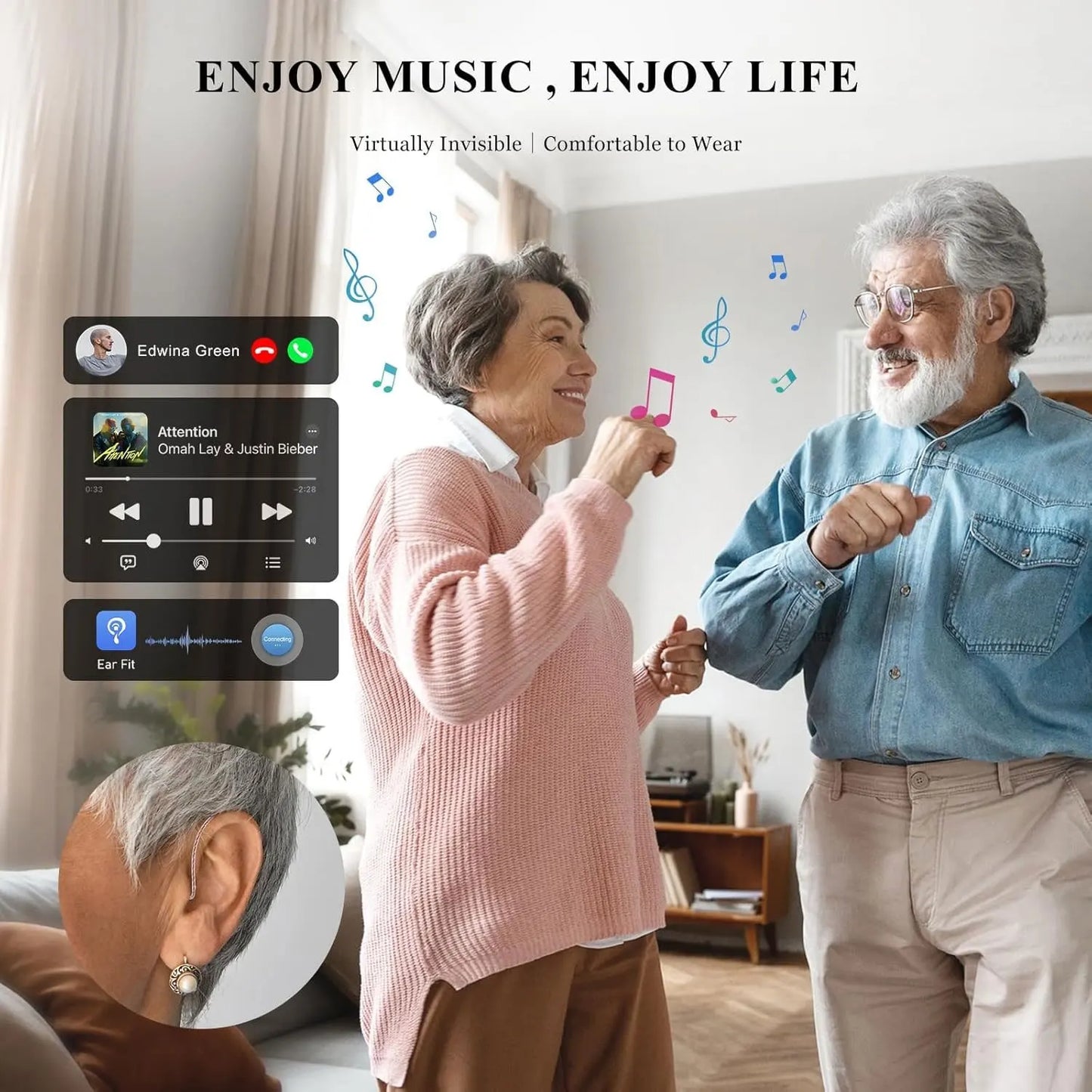 HearingUnion Bluetooth Hearing Aids Rechargeable with Noise Cancellation