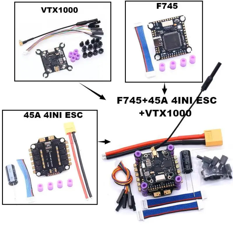 Happy F745 V2 Flight Control 45A/60A 4INI ESC VTX1000 Video 1080P Camera INAV Betaflight Flight Controller RC Drone FPV Racing