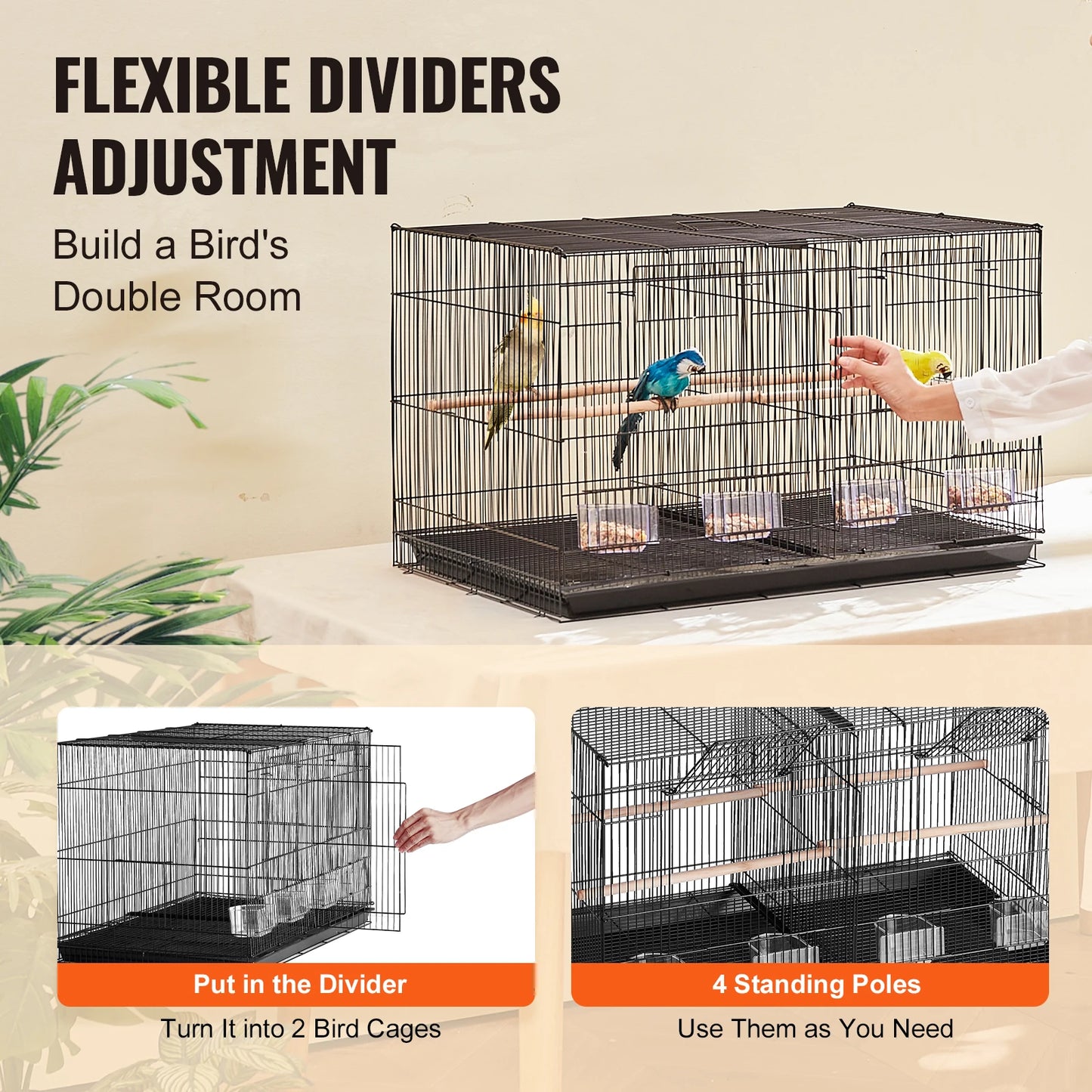 Small Bird Cage With Divider And Handle For Travel