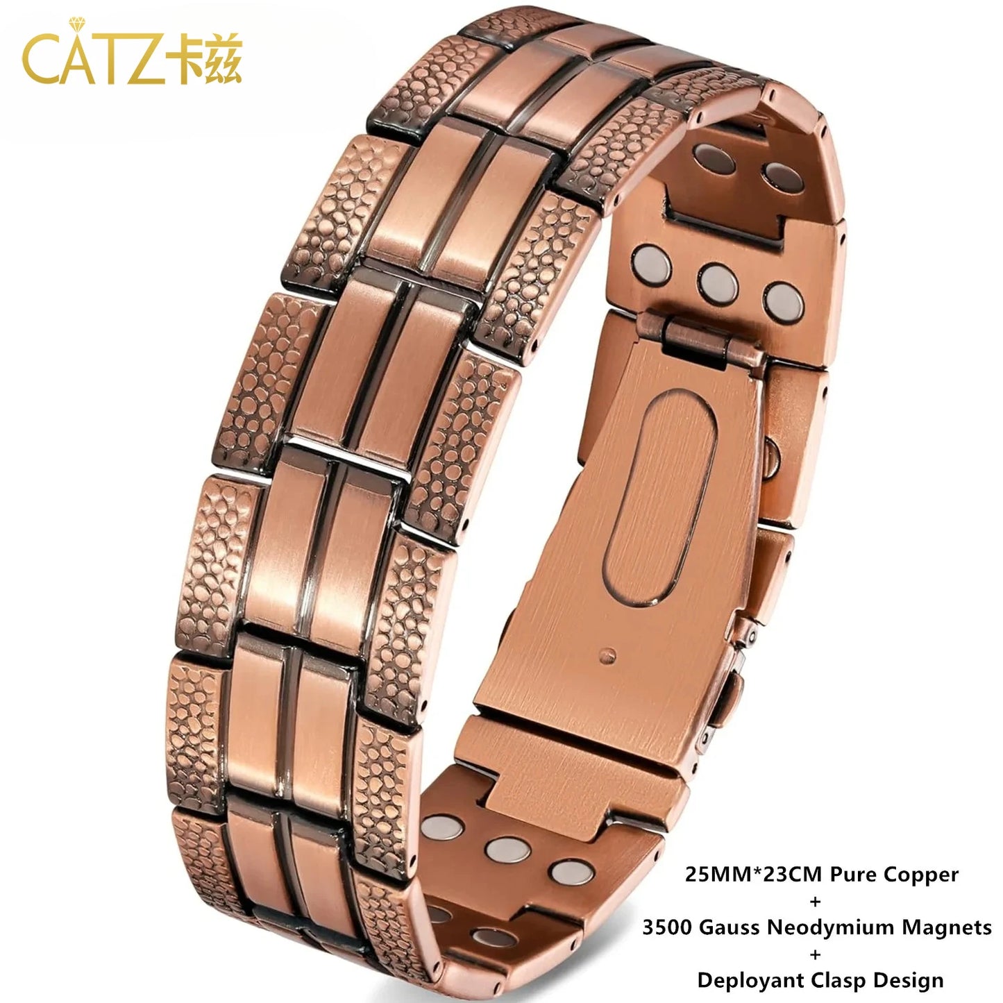 Premium Copper Bracelet for Men  Health with Grid Pattern Design Magnetic Wristband Jewelry Gifts