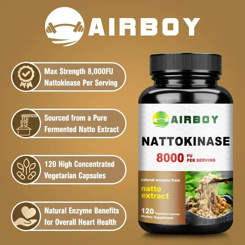 Nattokinase - Beauty and Skin Care, Promotes Blood Circulation, Maintains Blood Pressure Balance, Supports Heart Health