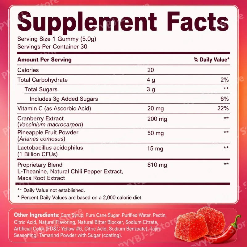 Hormonal Balance Gummies 30 Count Support Daily Health & Energy Recovery Peach Flavor — Chili Pepper and Maca Root Extract