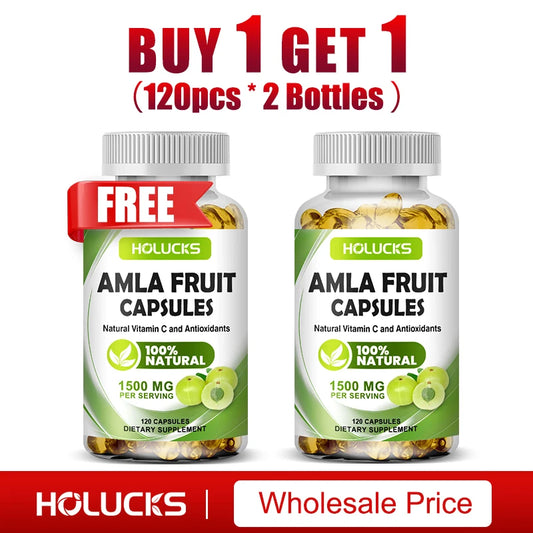 HOLUCKS Amla Capsules, with Organic Amla, Immune & Cellular Energy Support, Rejuvenation, Antioxidant, for Detox & Digestion