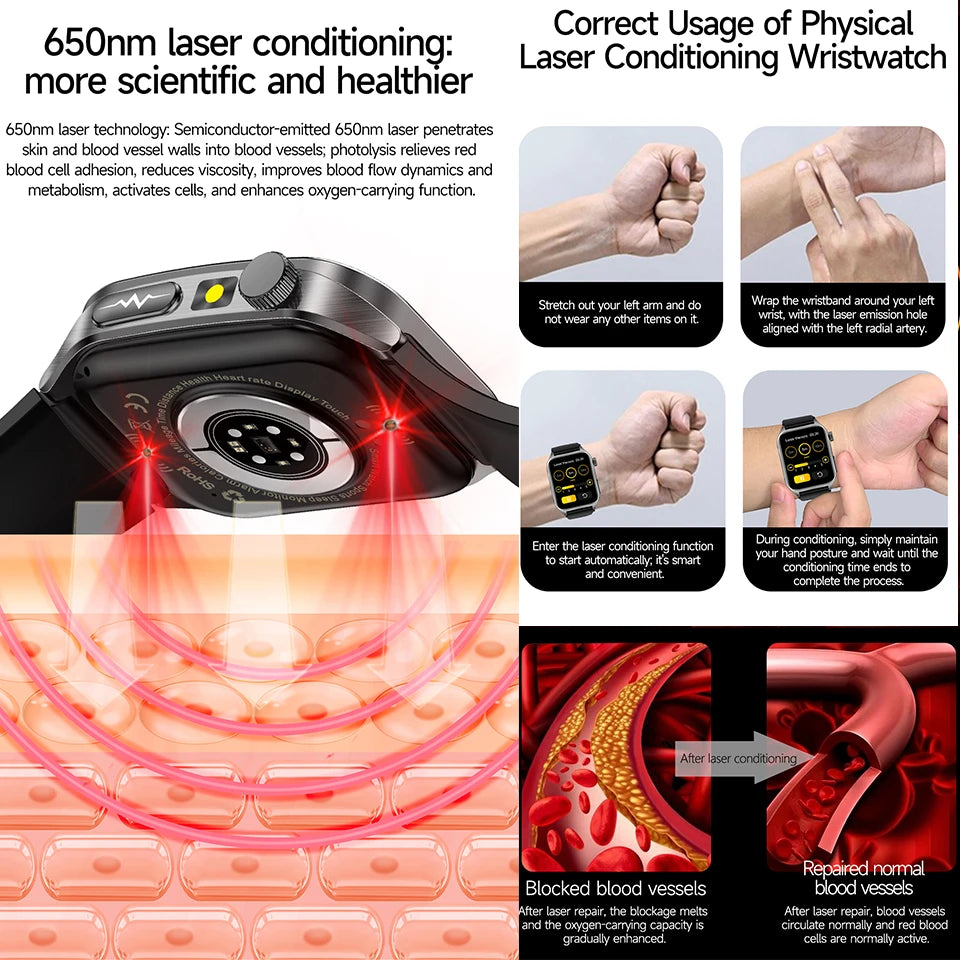 2026New ECG Monitoring Smart Watch 1.95-inch AMOLED Screen Dual-Probe Laser Health Bluetooth Call Waterproof Sports Smartwatches