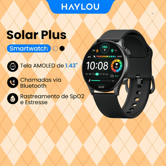 HAYLOU Solar Plus Smart Watch 1.43"AMOLED Display Bluetooth Phone Call Smartwatch Health Monitor IP68 Waterproof Sport Watch