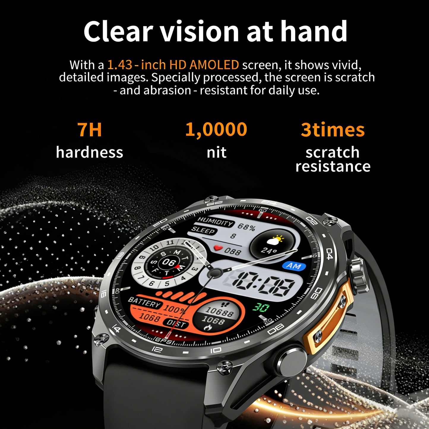 GPS Smart Watch for Outdoor HD300Pro Sports Watch Offline Map 5.4Bluetooth Call Waterproof Health Travel Diving Smartwatch
