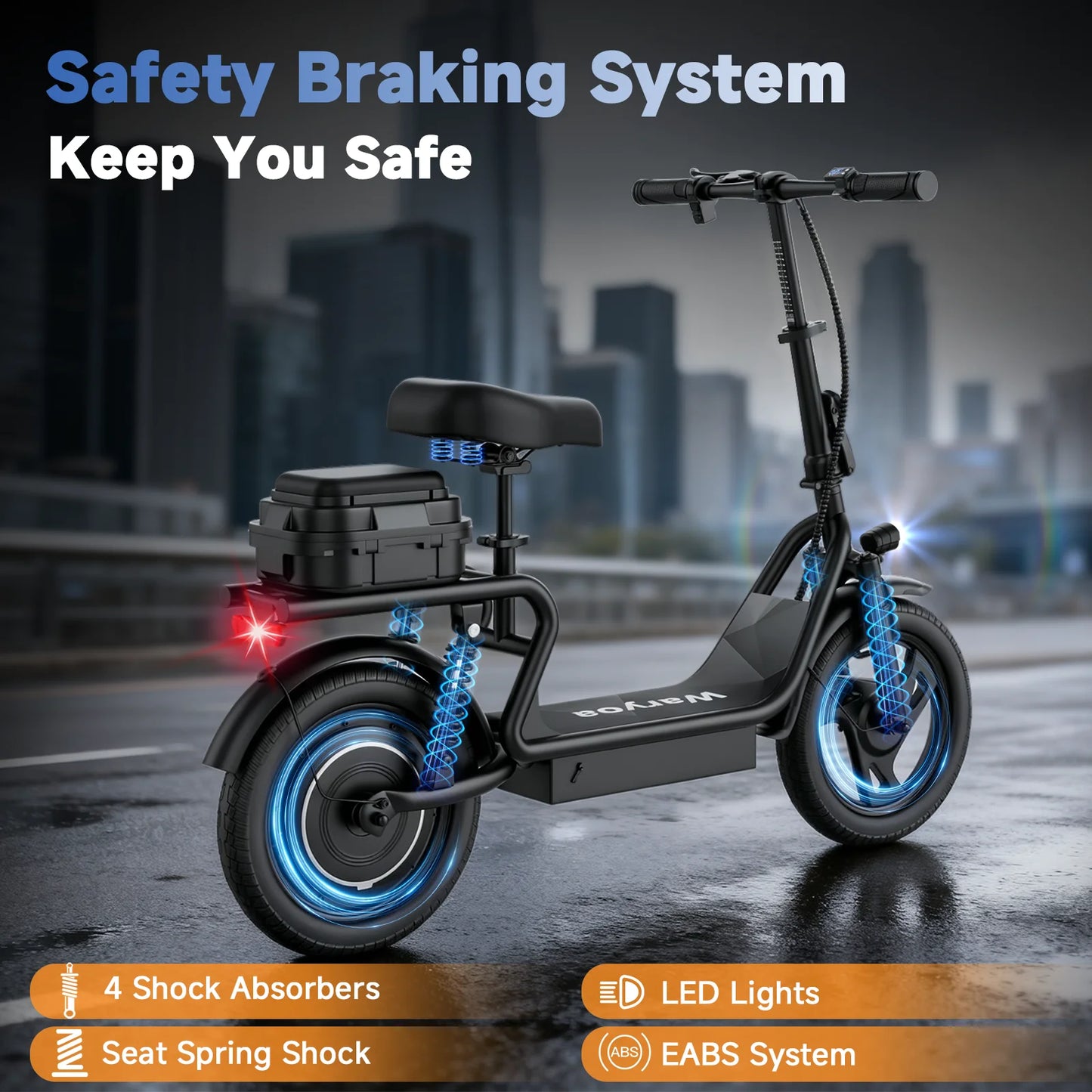 AOVOPRO 500W Folding Electric Bicycle 14 Inch 10.4Ah Battery
