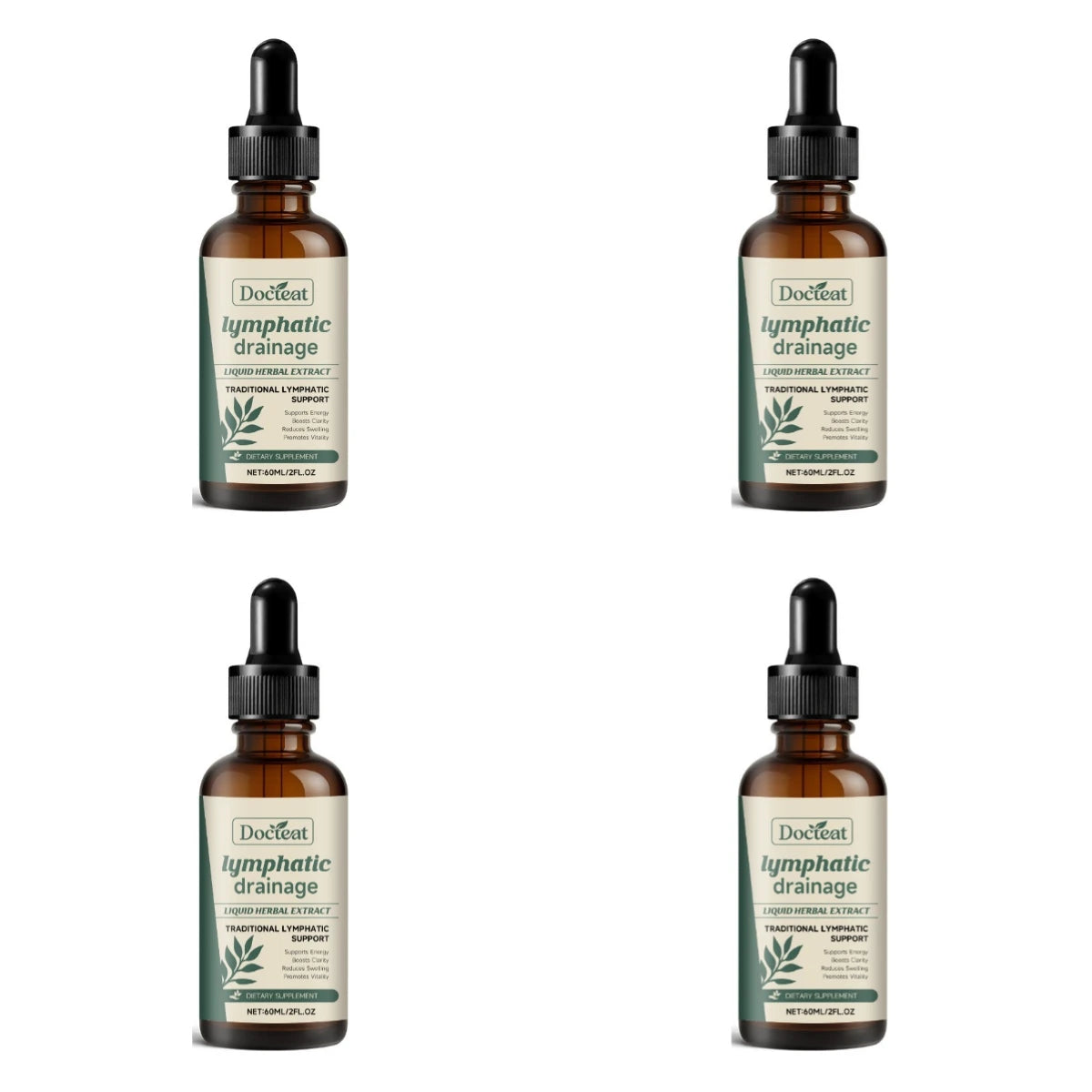 Lymphatic Drainage Drops 60ml Help Bloat Relief Immune System Health Extract with Cleavers Red Clover Stillingia Prickly Ash