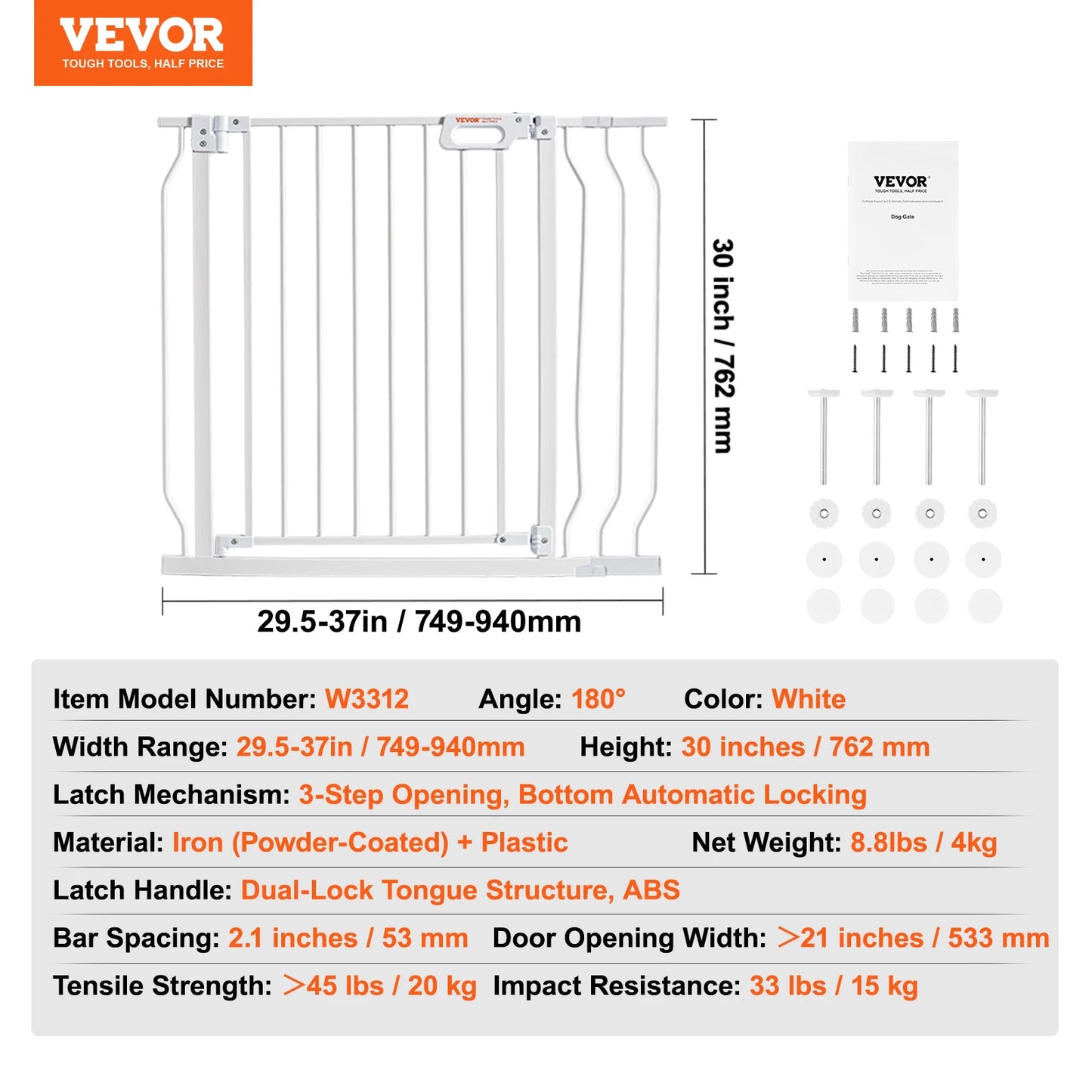 SucceBuy Baby Gate Walk Through Pressure Mount For Doorways