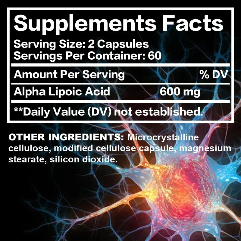 Alpha Lipoic Acid Softgels - Supports Nervous System Health, Powerful Antioxidant, Promotes Metabolism, Healthy Aging