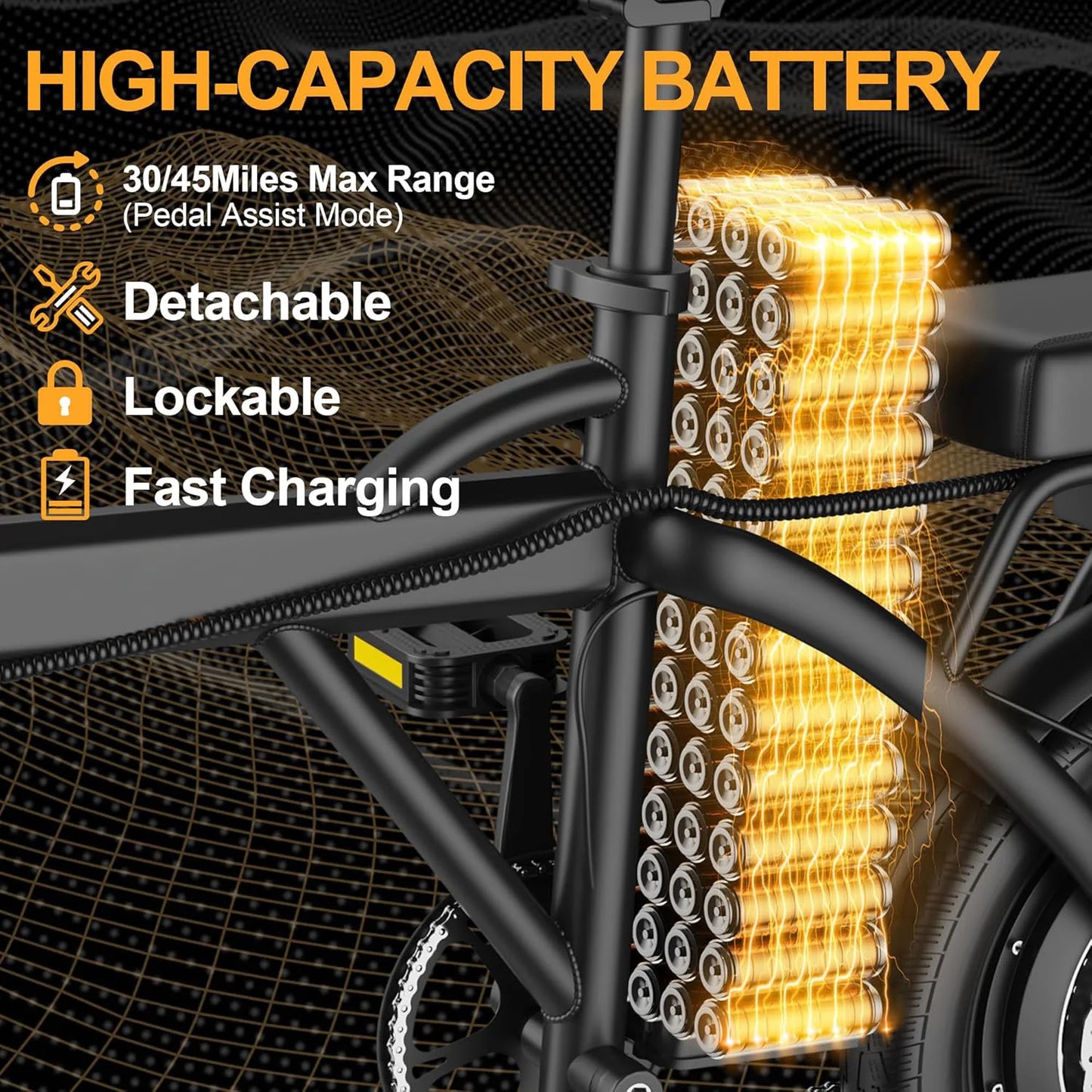Ladped Foldable Electric Bike 500W 48V Two Seat 22 MPH E Bike