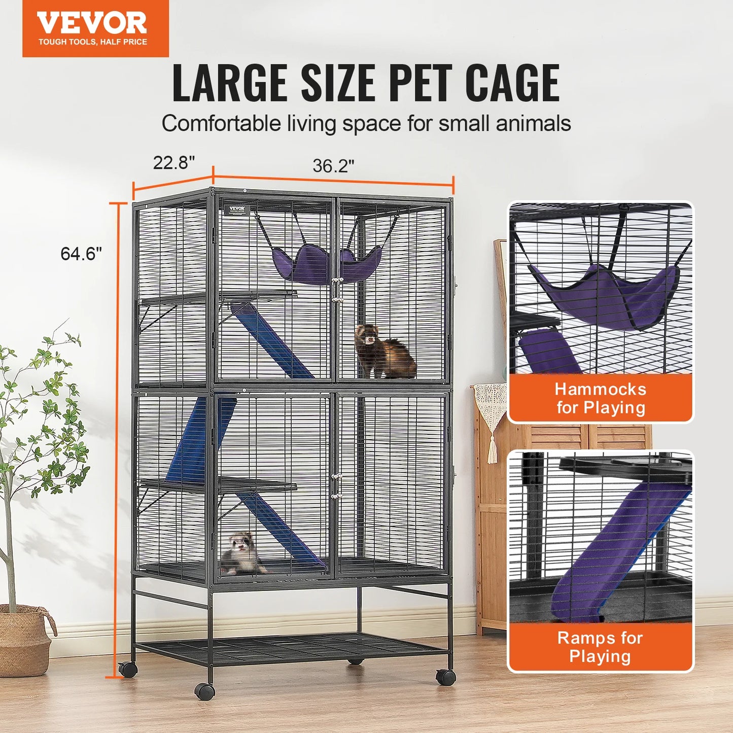 4-Tier Metal Ferret Cage For Small Animals Critter Nation Style