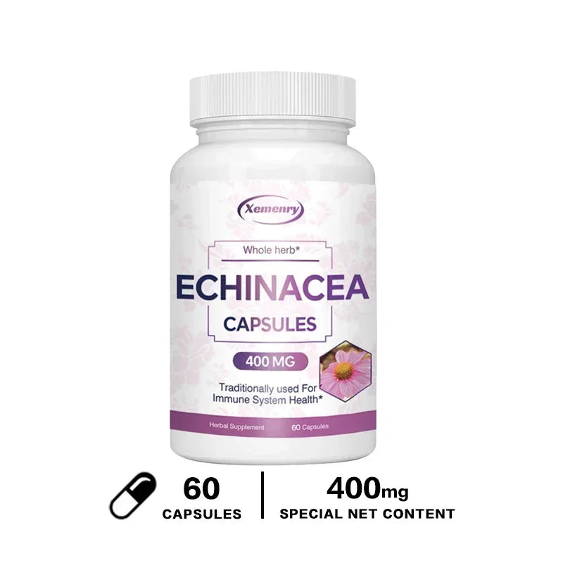 Echinacea Capsules 400 Mg - Supports Immune and Respiratory Health and Reduces The Length of Colds Supplement