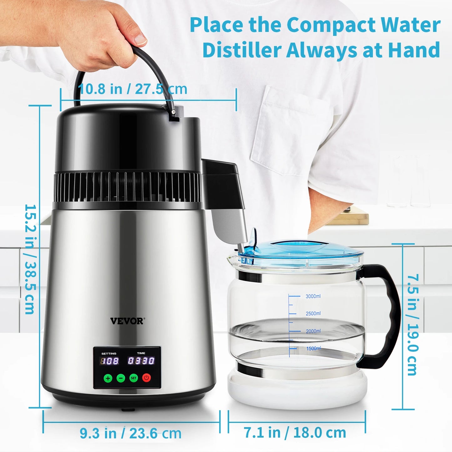 SucceBuy 4L Water Distiller Purifier With 1L/H Distilling